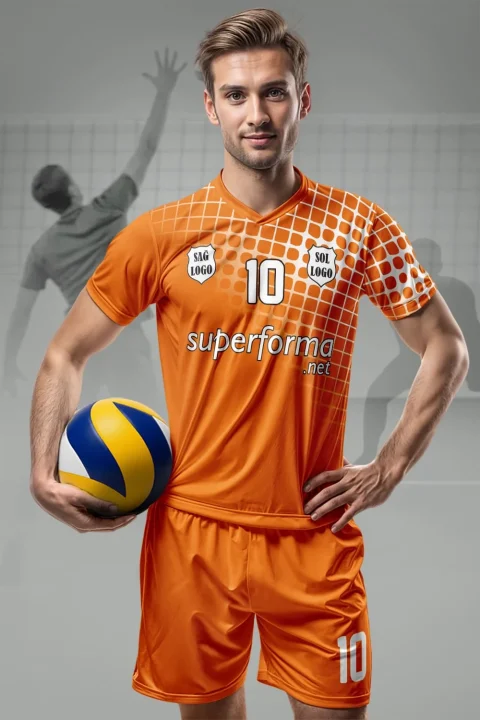 Turuncu Beyaz Erkek Voleybol Forması