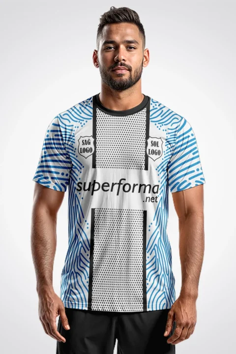 Mavi Beyaz Klasik Halı Saha Forma