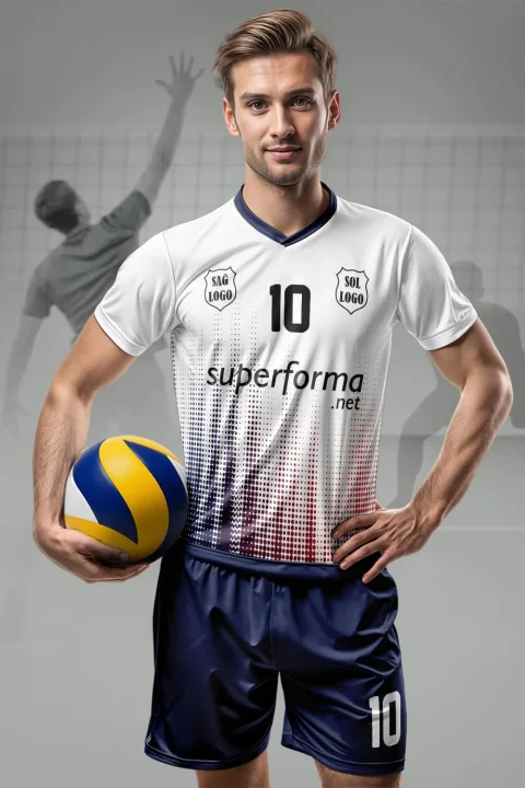Lacivert Beyaz Pro Erkek Voleybol Forması